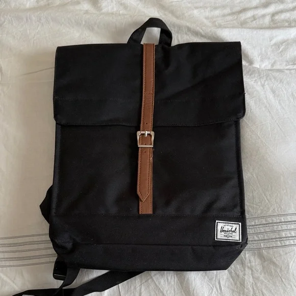 Herschel Supply Company Black Backpack with Tan Strap - Picture 1 of 3